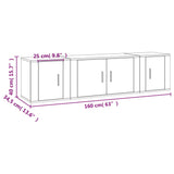 NNEVL 3 Piece TV Cabinet Set Grey Sonoma Engineered Wood