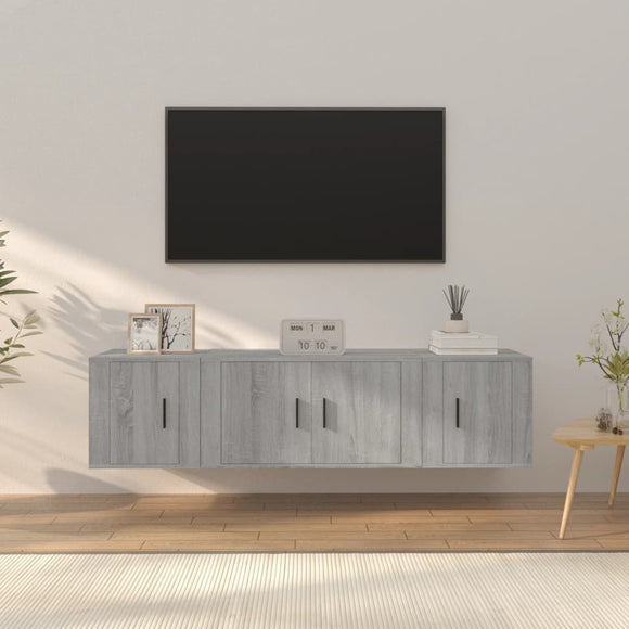 NNEVL 3 Piece TV Cabinet Set Grey Sonoma Engineered Wood