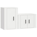NNEVL 2 Piece TV Cabinet Set White Engineered Wood