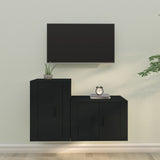 NNEVL 2 Piece TV Cabinet Set Black Engineered Wood