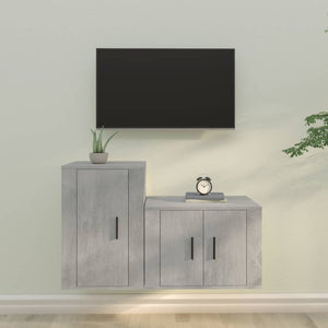 NNEVL 2 Piece TV Cabinet Set Concrete Grey Engineered Wood