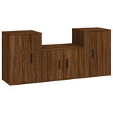 NNEVL 3 Piece TV Cabinet Set Brown Oak Engineered Wood