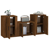 NNEVL 3 Piece TV Cabinet Set Brown Oak Engineered Wood