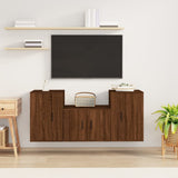 NNEVL 3 Piece TV Cabinet Set Brown Oak Engineered Wood