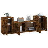NNEVL 3 Piece TV Cabinet Set Smoked Oak Engineered Wood