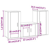 NNEVL 3 Piece TV Cabinet Set Concrete Grey Engineered Wood