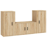 NNEVL 3 Piece TV Cabinet Set Sonoma Oak Engineered Wood