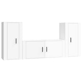 NNEVL 3 Piece TV Cabinet Set High Gloss White Engineered Wood