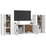 NNEVL 3 Piece TV Cabinet Set High Gloss White Engineered Wood