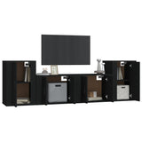 NNEVL 4 Piece TV Cabinet Set Black Engineered Wood