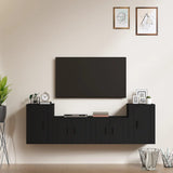 NNEVL 4 Piece TV Cabinet Set Black Engineered Wood