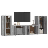 NNEVL 4 Piece TV Cabinet Set Concrete Grey Engineered Wood