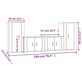 NNEVL 4 Piece TV Cabinet Set Concrete Grey Engineered Wood