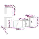 NNEVL 5 Piece TV Cabinet Set Concrete Grey Engineered Wood