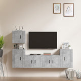 NNEVL 5 Piece TV Cabinet Set Concrete Grey Engineered Wood