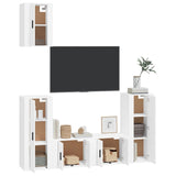 NNEVL 5 Piece TV Cabinet Set White Engineered Wood