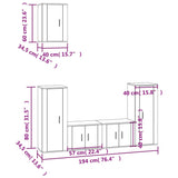 NNEVL 5 Piece TV Cabinet Set White Engineered Wood