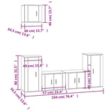 NNEVL 5 Piece TV Cabinet Set Black Engineered Wood