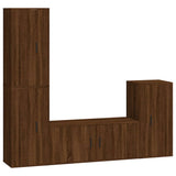 NNEVL 4 Piece TV Cabinet Set Brown Oak Engineered Wood
