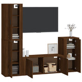 NNEVL 4 Piece TV Cabinet Set Brown Oak Engineered Wood