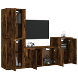 NNEVL 4 Piece TV Cabinet Set Smoked Oak Engineered Wood