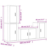 NNEVL 4 Piece TV Cabinet Set Smoked Oak Engineered Wood