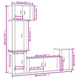 NNEVL 5 Piece TV Cabinet Set High Gloss White Engineered Wood