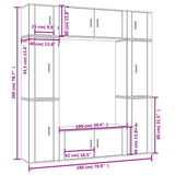 NNEVL 8 Piece TV Cabinet Set Brown Oak Engineered Wood