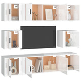NNEVL 7 Piece TV Cabinet Set High Gloss White Engineered Wood