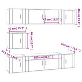 NNEVL 7 Piece TV Cabinet Set High Gloss White Engineered Wood