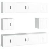 NNEVL 8 Piece TV Cabinet Set High Gloss White Engineered Wood