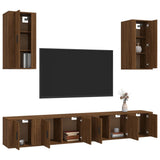 NNEVL 6 Piece TV Cabinet Set Brown Oak Engineered Wood