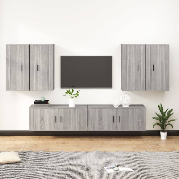 NNEVL 6 Piece TV Cabinet Set Grey Sonoma Engineered Wood