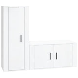 NNEVL 2 Piece TV Cabinet Set High Gloss White Engineered Wood