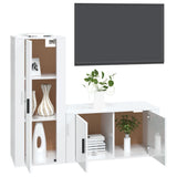 NNEVL 2 Piece TV Cabinet Set High Gloss White Engineered Wood
