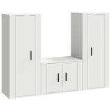 NNEVL 3 Piece TV Cabinet Set White Engineered Wood