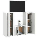 NNEVL 3 Piece TV Cabinet Set White Engineered Wood