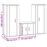 NNEVL 3 Piece TV Cabinet Set Black Engineered Wood