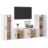 NNEVL 4 Piece TV Cabinet Set High Gloss White Engineered Wood