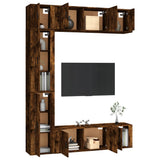 NNEVL 7 Piece TV Cabinet Set Smoked Oak Engineered Wood