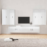 NNEVL 6 Piece TV Cabinet Set High Gloss White Engineered Wood