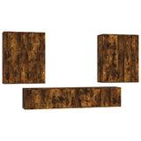 NNEVL 6 Piece TV Cabinet Set Smoked Oak Engineered Wood