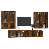 NNEVL 6 Piece TV Cabinet Set Smoked Oak Engineered Wood