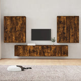 NNEVL 6 Piece TV Cabinet Set Smoked Oak Engineered Wood