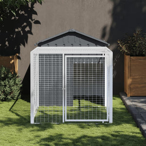 NNEVL Chicken Cage with Run Anthracite 117x201x123 cm Galvanised Steel