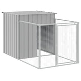 NNEVL Dog House with Run Light Grey 110x201x110 cm Galvanised Steel