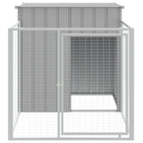 NNEVL Dog House with Run Light Grey 110x201x110 cm Galvanised Steel