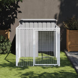 NNEVL Dog House with Run Light Grey 110x201x110 cm Galvanised Steel