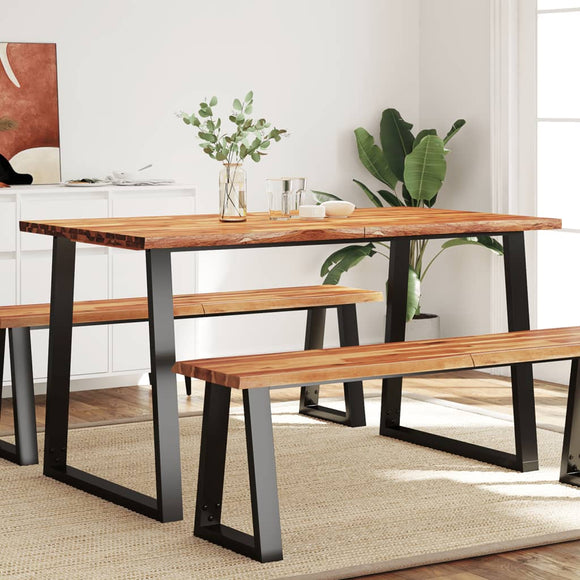 NNEVL Dining Table with Live Edge 140x80x75 cm Solid Wood Acacia