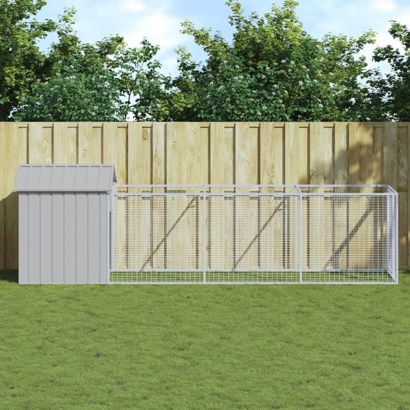 NNEVL Dog House with Roof Light Grey 117x405x123 cm Galvanised Steel